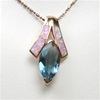 Silver Pendant (Rose Gold Plated) with Inlay Created Opal and Blue Topaz CZ