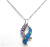 Silver Pendant with Created Opal & Tanzanite CZ