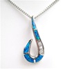 Silver Pendant with Inlay Created Opal & Wht CZ