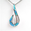 Silver Pendant with Inlay Created Opal & Wht CZ