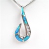 Silver Pendant with Inlay Created Opal & White CZ