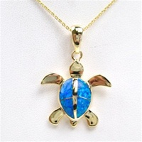 Silver Pendant Gold Plated W/ Inlay Created Opal