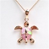 Silver Pendant Rose Gold Plated with Inlay Created Opal