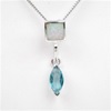 Silver Pendant with Created Opal & Blue Topaz