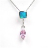 Silver Pendant with Created Opal and Pink CZ