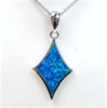 Silver Pendant w/ Inlay Created Opal