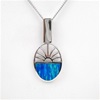 Silver Pendant with Inlay Created Opal - Sunset