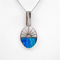 Silver Pendant with Inlay Created Opal