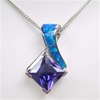 Silver Pendant W/ Created Opal+Tanzanite CZ