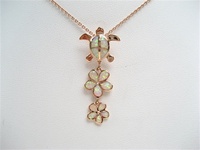 Silver Pendant (Rose Gold Plated) W/ Pink Opal