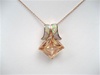 Silver Pendant (Rose Gold Plated) w/ Inlay Created Opal & Champagne CZ