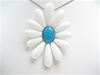 Silver Pendant w/ Inlay Created White & Turquoise