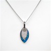 Silver Pendant with Inlay Created Opal & Wht CZ