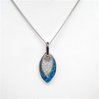 Silver Pendant with Inlay Created Opal & Wht CZ
