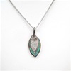 Silver Pendant with Inlay Created Opal & Wht CZ