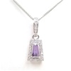 Silver Pendant (Rhodium Plated) w/ Wht  and Amethyst CZ.