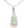 Silver Pendant (Rhodium Plated) w/ Wht and Jade  CZ.