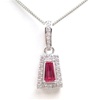 Silver Pendant (Rhodium Plated) w/ Wht  and Ruby CZ.