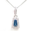 Silver Pendant (Rhodium Plated) w/ Wht  CZ and Sapphire Crystal.