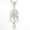 Silver Pendant (Rhodium Plated) w/ White and Jade CZ