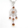 Silver Pendant (Rhodium Plated) w/ White and Smoky Topaz CZ