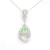 Silver Pendant (Rhodium Plated) w/ White and Jade CZ