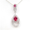 Silver Pendant (Rhodium Plated) w/ White and Ruby CZ