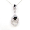 Silver Pendant (Rhodium Plated) w/White and Onyx CZ