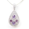 Silver Pendant (Rhodium Plated) w/White and Amethyst CZ