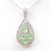 Silver Pendant (Rhodium Plated) w/White and Jade CZ