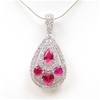 Silver Pendant (Rhodium Plated) w/ White and Ruby CZ