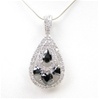 Silver Pendant (Rhodium Plated) w/ White and Onyx CZ