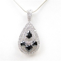 Silver Pendant (Rhodium Plated) w/ White and Onyx CZ