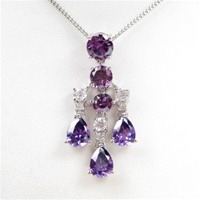 Silver Pendant w/ White and Amethyst CZ