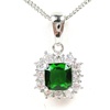 Silver Pendant (Rhodium Plated) w/ White & Emerald Color CZ