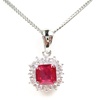 Silver Pendant (Rhodium Plated) w/ White & Ruby Color CZ