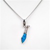 Silver Pendant with Inlay Created Opal & White CZ