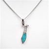 Silver Pendant with Inlay Created Opal & White CZ