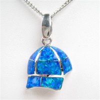 Silver Pendant with Inlay Created Opal