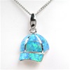 Silver Pendant with Inlay Created Opal