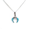 Silver Pendant (Rhodium Plated) w/ Inlay Created Opal