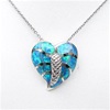 Silver Pendant with Inlay Created Opal - Anthurium