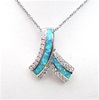 Silver Pendant with Inlay Created Opal & Wht CZ