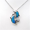 Silver Pendant with Inlay Opal and White CZ