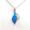 Silver Pendant with Inlay Created Opal & White CZ