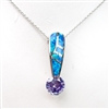 Silver Pendant with Created Opal & Tanzanite CZ