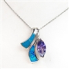 Silver Pendant with Created Opal & Tanzanite CZ