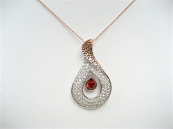 Silver Pendant (Rose Gold Plated) W/ White and Garnet CZ