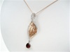 Silver Pendant (Rose Gold Plated) W/ White and Garnet CZ