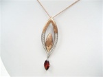 Silver Pendant (Rose Gold Plating) W/ White and Garnet CZ